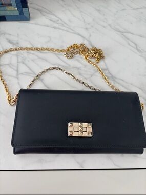 Valentino Garavani Black Leather Mini Shoulder Bag with Gold Hardware